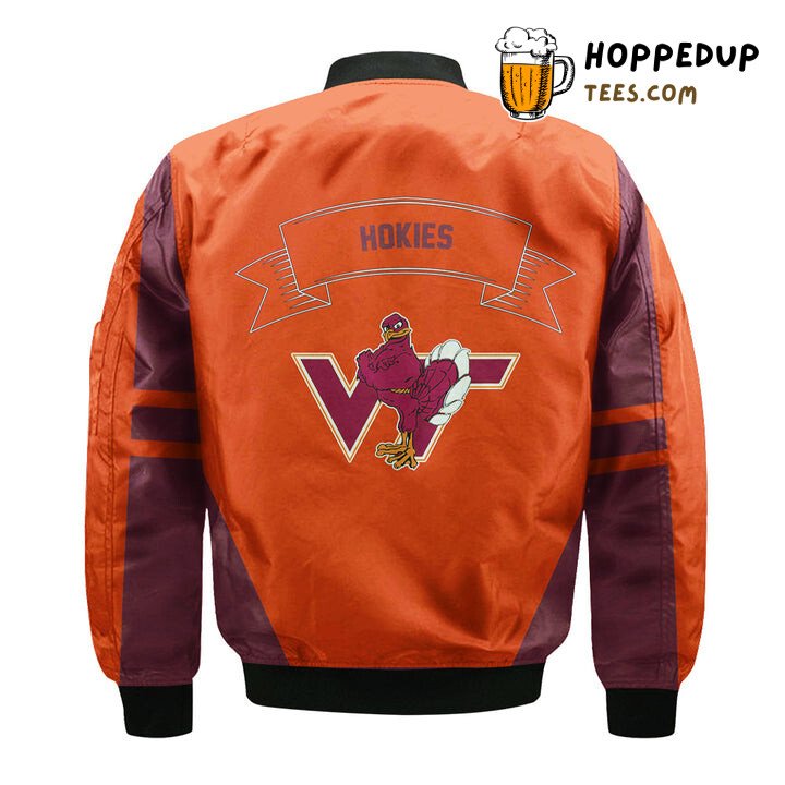 NCAA Virginia Tech Hokies Orange Maroon Bomber Jacket