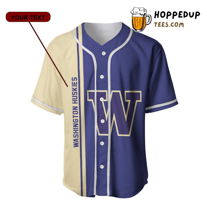 NCAA Washington Huskies Custom Name Purple Gold Baseball Jersey Unisex Shirt