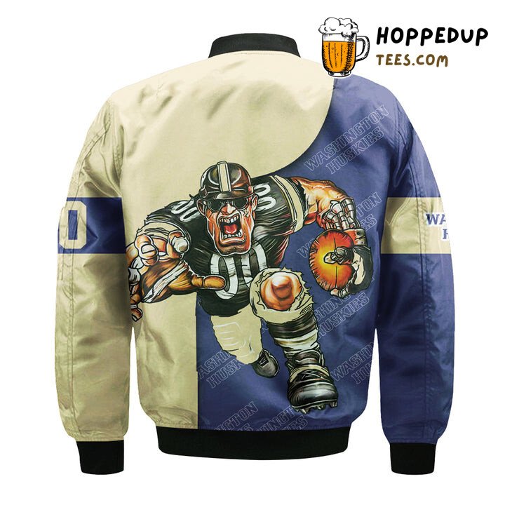 NCAA Washington Huskies Custom Number Purple Gold Bomber Jacket