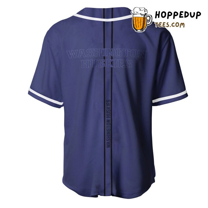 NCAA Washington Huskies Custom Text Purple Black Baseball Jersey Unisex Shirt