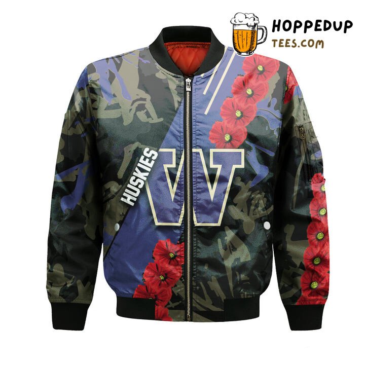 NCAA Washington Huskies Floopy Flowers Bomber Jacket