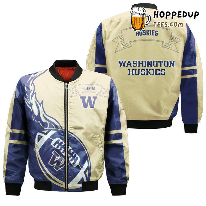 NCAA Washington Huskies Purple Gold Bomber Jacket NCAA Washington Huskies Purple Gold Bomber Jacket
