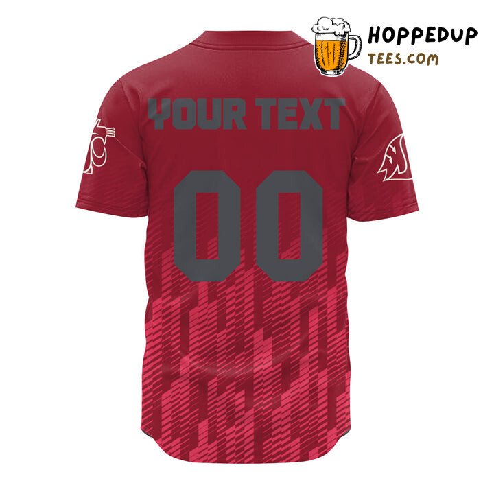 NCAA Washington State Cougars Custom Text Number Red Ombre Baseball Jersey Unisex Shirt
