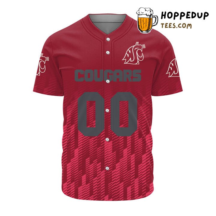 NCAA Washington State Cougars Custom Text Number Red Ombre Baseball Jersey Unisex Shirt