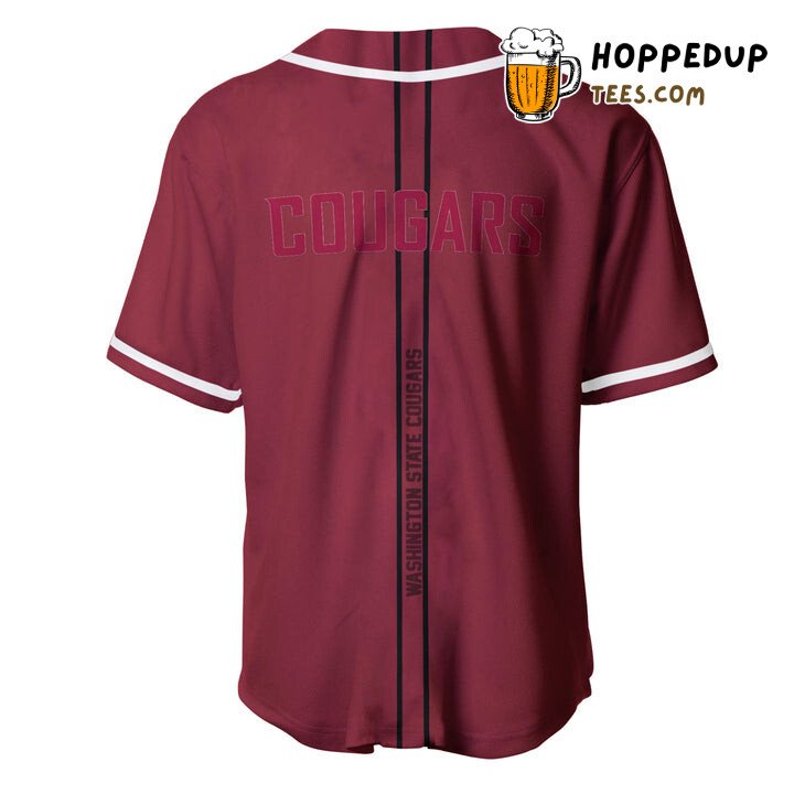 NCAA Washington State Cougars Custom Text Red Black Baseball Jersey Unisex Shirt