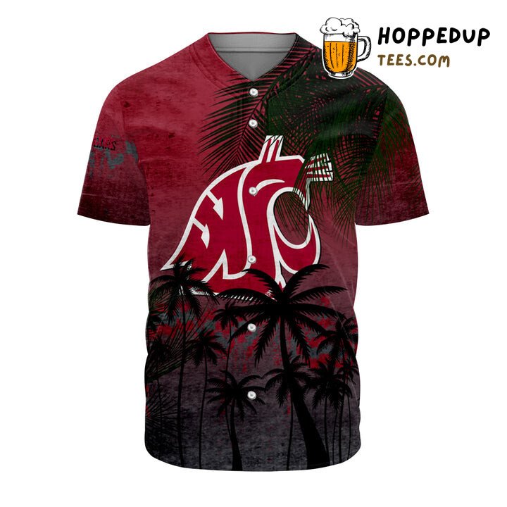 NCAA Washington State Cougars Red Coconut Tree Tropical Grunge Baseball Jersey Unisex Shirt NCAA Washington State Cougars Red Coconut Tree Tropical Grunge Baseball Jersey Unisex Shirt