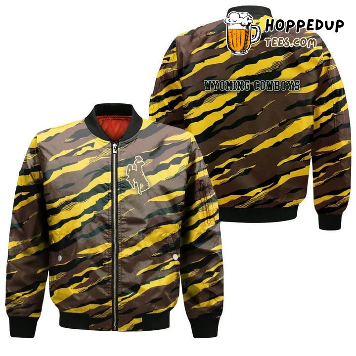 NCAA Wyoming Cowboys Sport Style Team Logo Pattern Bomber Jacket