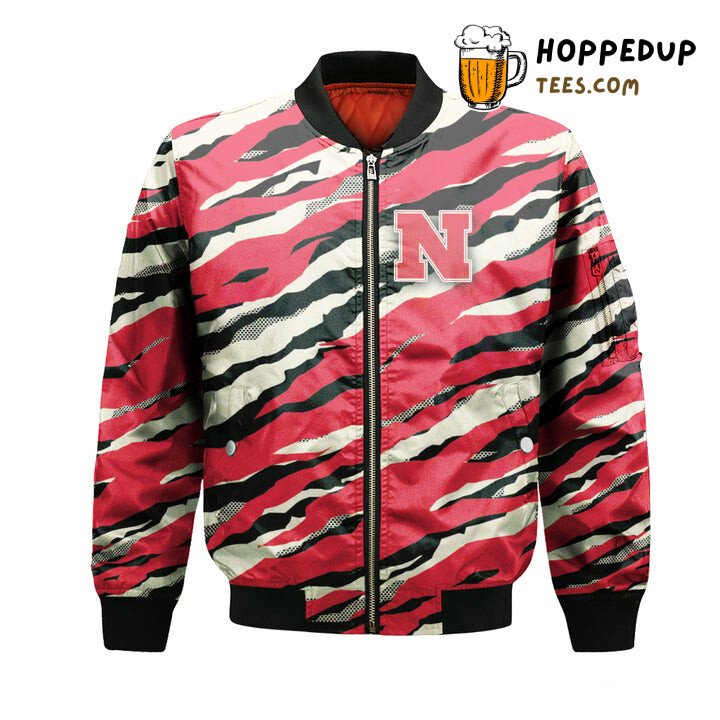Nebraska Cornhuskers NCAA Bomber Jacket Red Cream Vintage Design Style