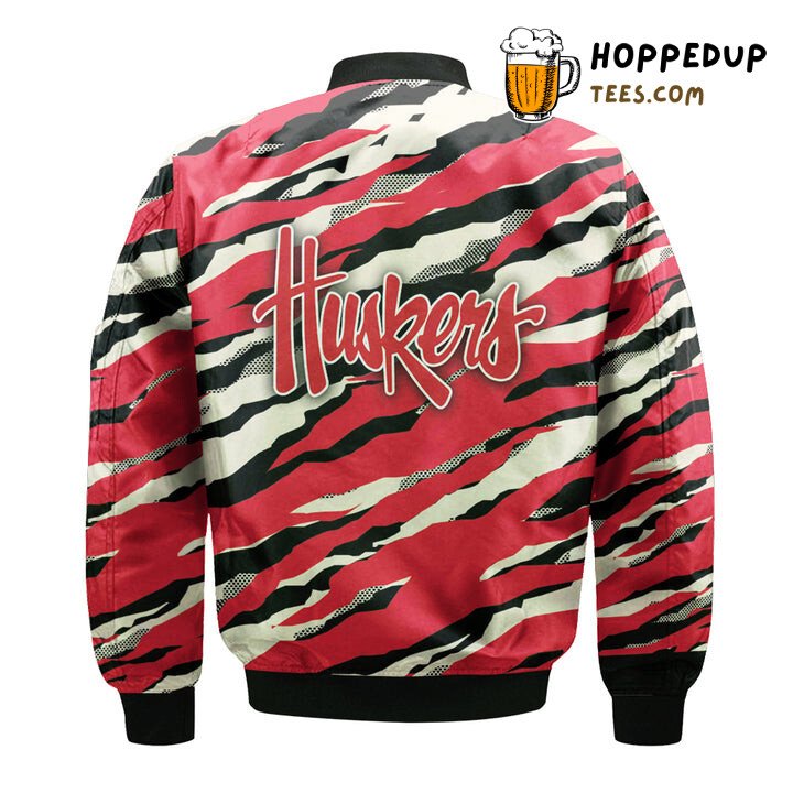 Nebraska Cornhuskers NCAA Bomber Jacket Red Cream Vintage Design Style