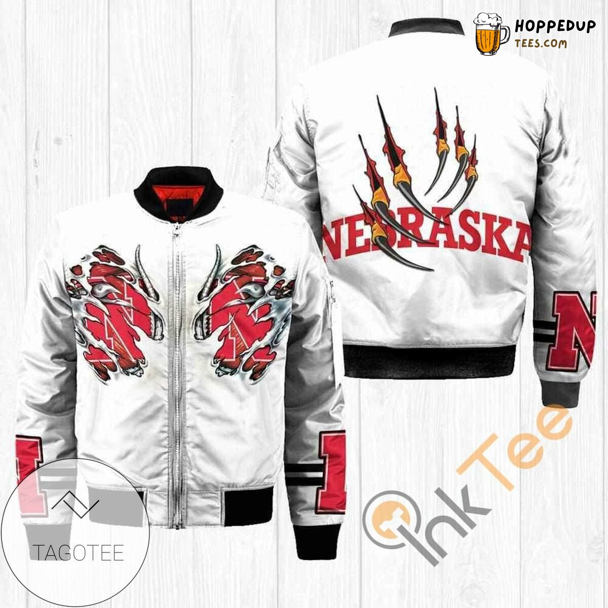 Nebraska Cornhuskers NCAA White Elite Bomber Jacket Collection
