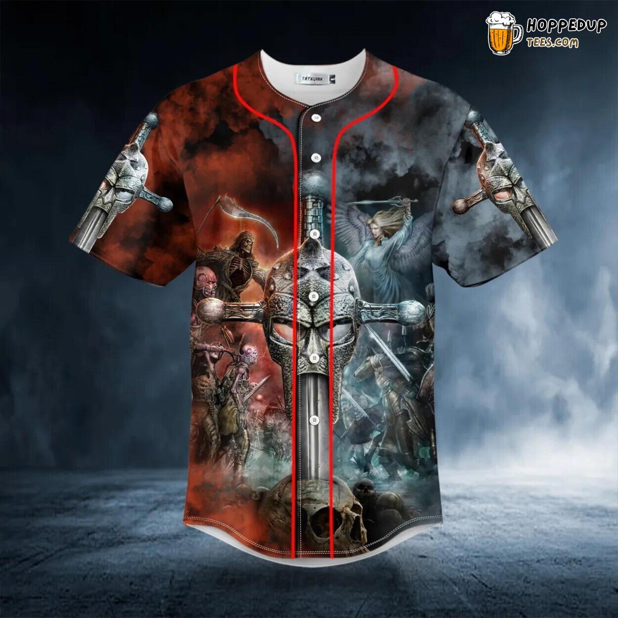 Neckline Combat Angel Grim Reaper Viking 3D Printed Baseball Jersey