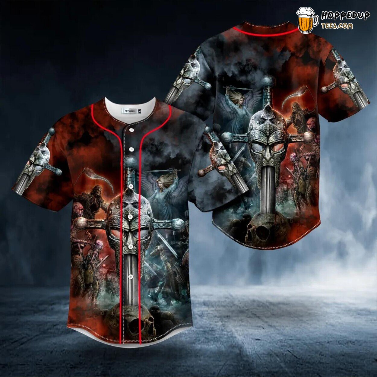 Neckline Combat Angel Grim Reaper Viking 3D Printed Baseball Jersey