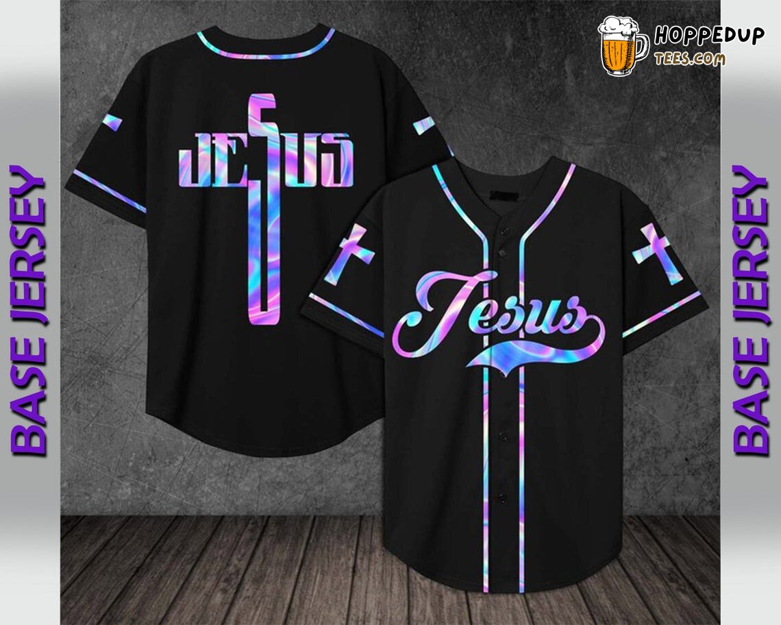 Neon Cross Christian Baseball Tee Jersey Shirts 3D