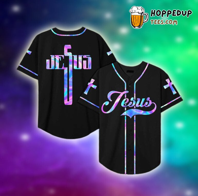Neon Cross Christian Baseball Tee Jersey Shirts 3D