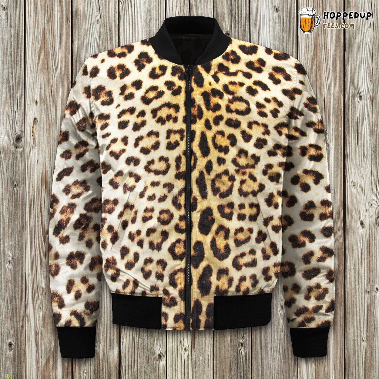 Neutral Cheetah Pattern Winter Bomber Jacket Elite Design Series