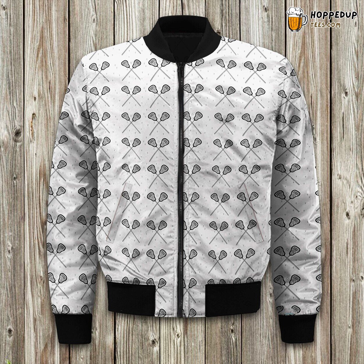 Neutral Lacrosse Gray Tones Winter Bomber Jacket Designer Elegance