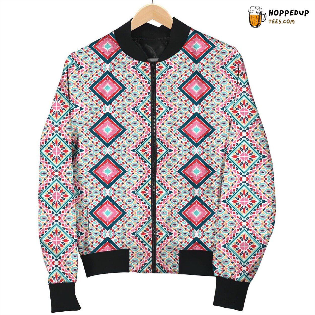 Neutrals Aztec Style Winter Bomber Jacket Tailored Unique Elegance Precision