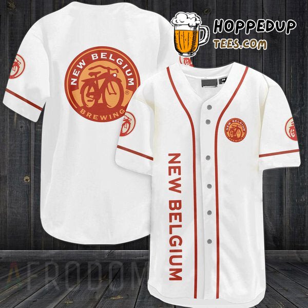 New Belgium Inspired White Baseball Jersey Unique Design Distinctive Edition