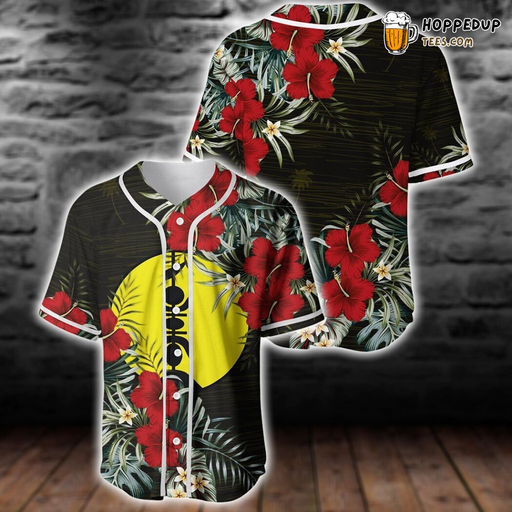 New Caledonia Flag Hibiscus Baseball Tee Jersey Shirts 3D New Caledonia Flag Hibiscus Baseball Tee Jersey Shirts 3D