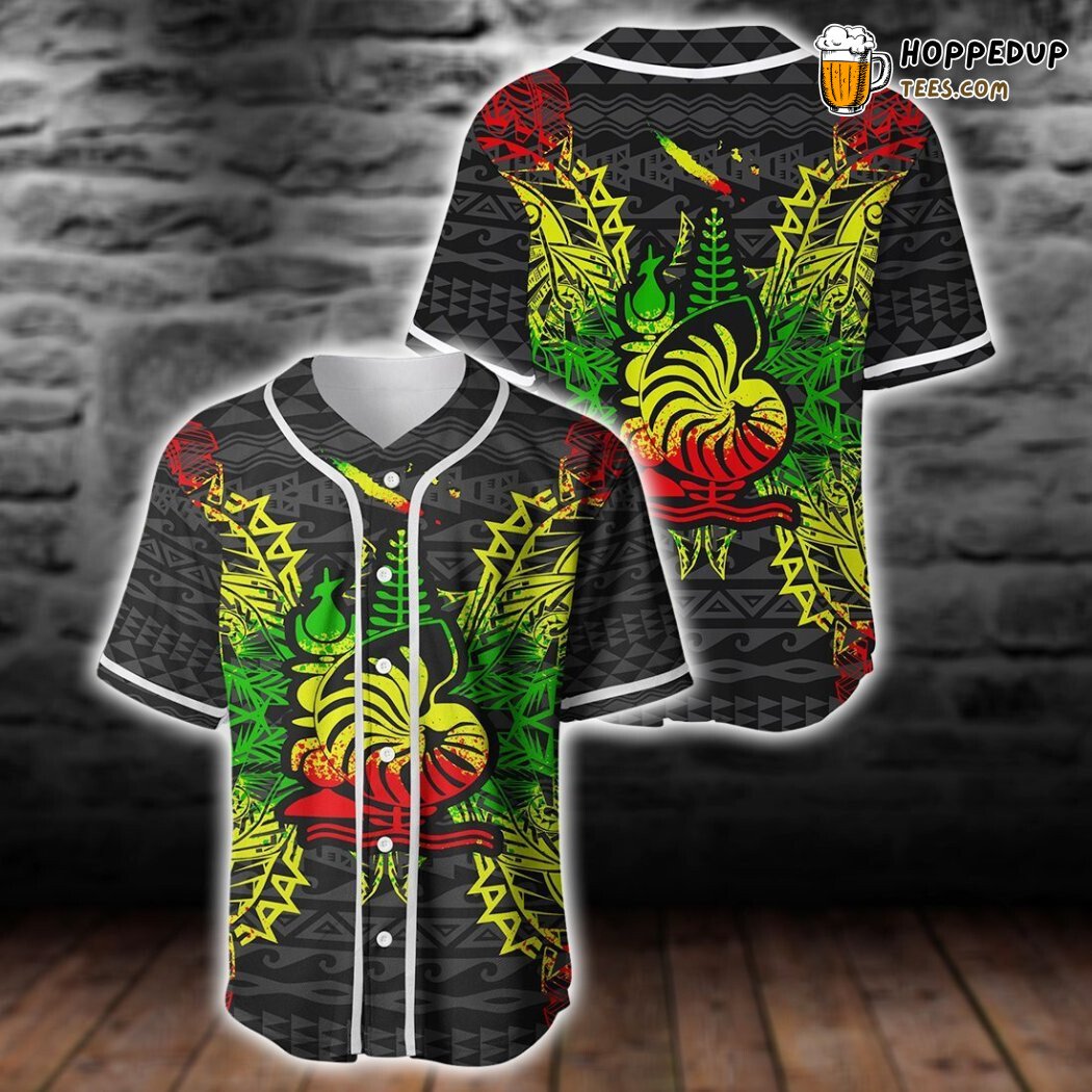New Caledonia Polynesian Map Reggae Baseball Tee Jersey Shirts 3D