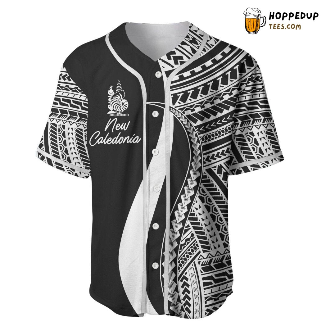 New Caledonia Polynesian Tentacle Tribal Pattern Baseball Tee Jersey Shirts 3D