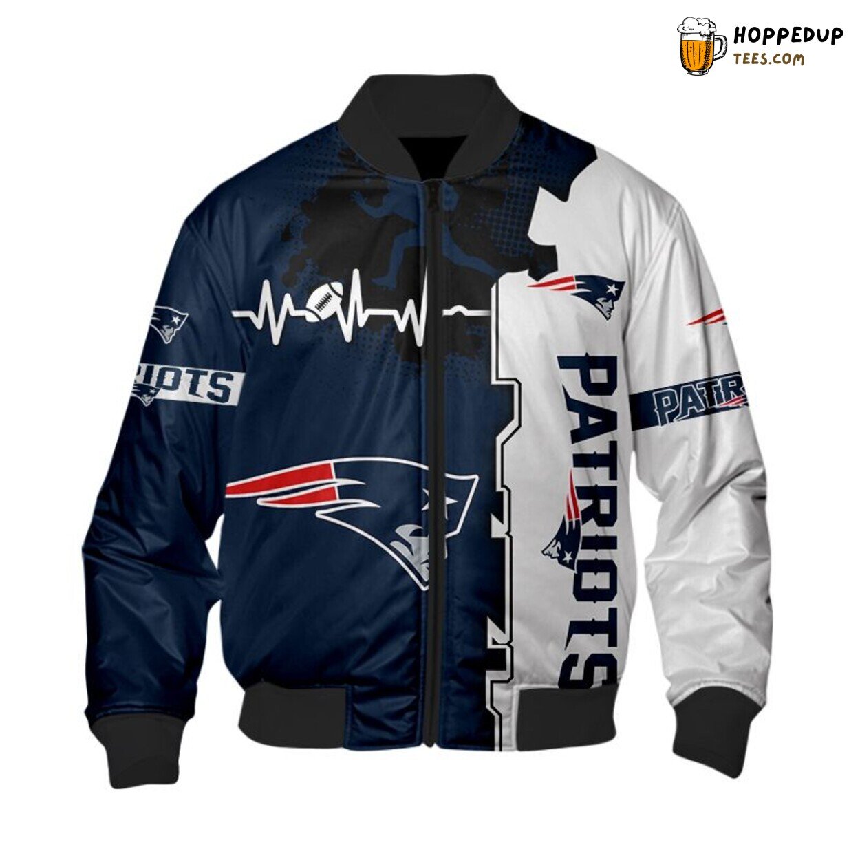 New England Patriots Bomber Jacket Heart ECG Modern Sportswear Trend Choice