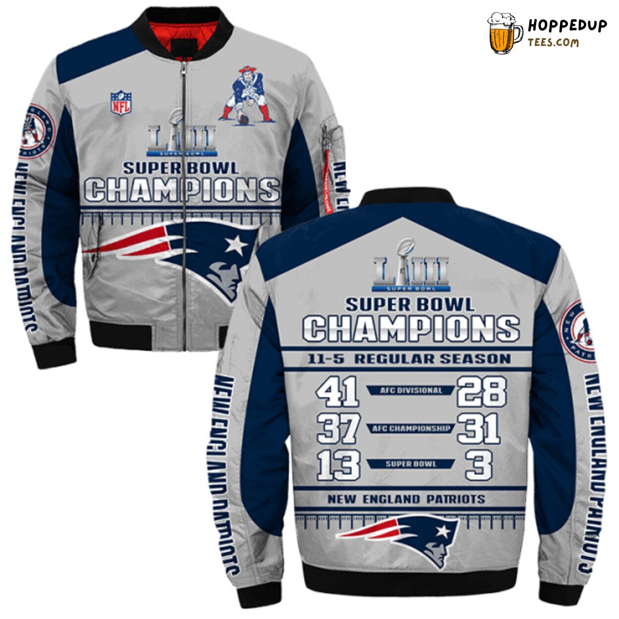 New England Patriots Distinguished Bomber Jacket Printful 3D