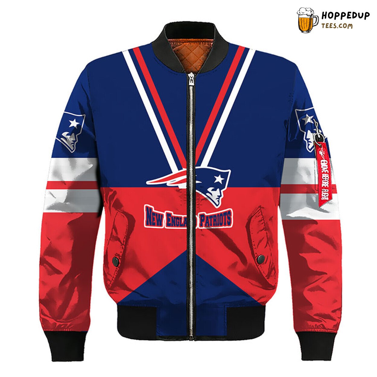 New England Patriots NFL Bomber Jacket Blue Red Distinctive Style