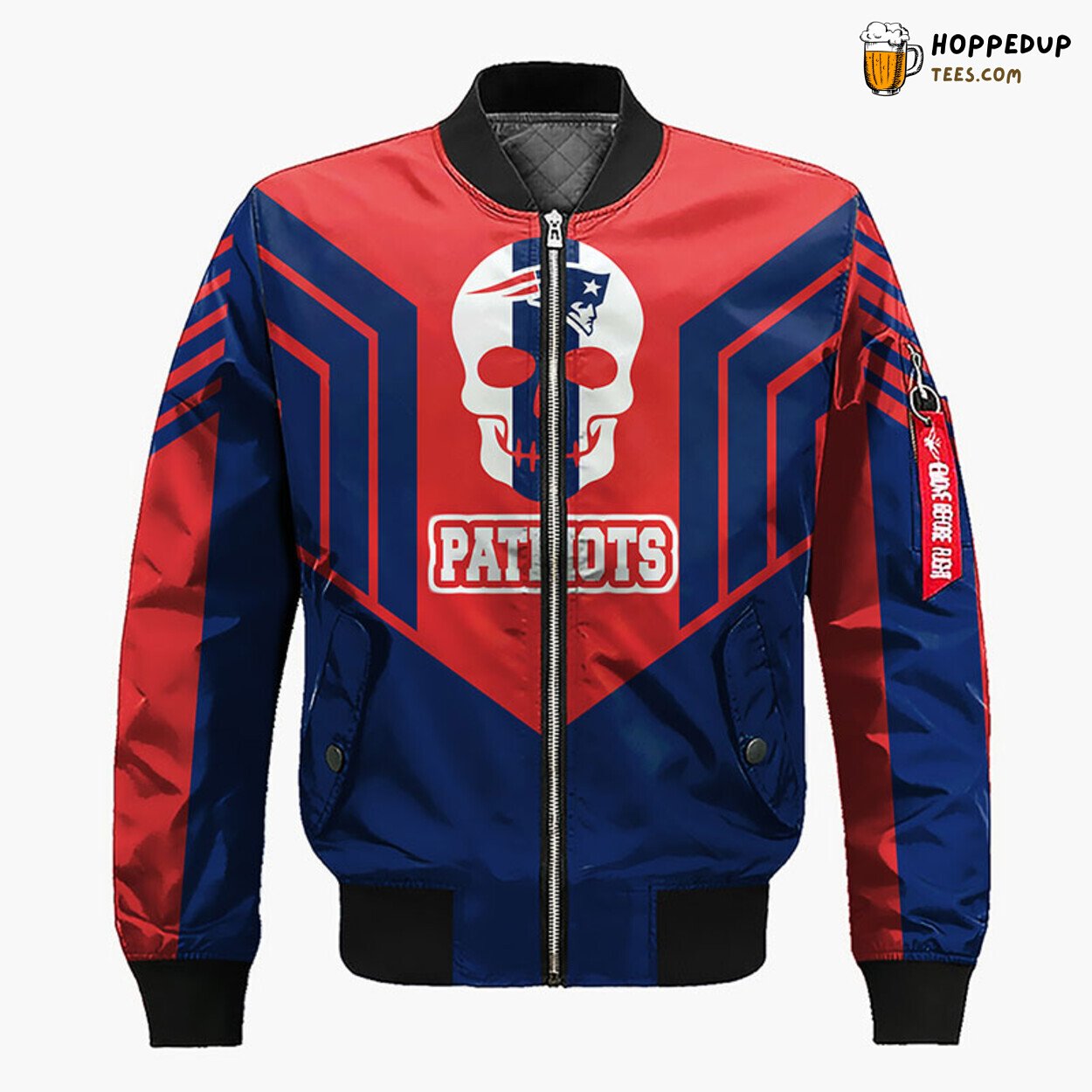 New England Patriots NFL Bomber Jacket Skull Blue Red Style