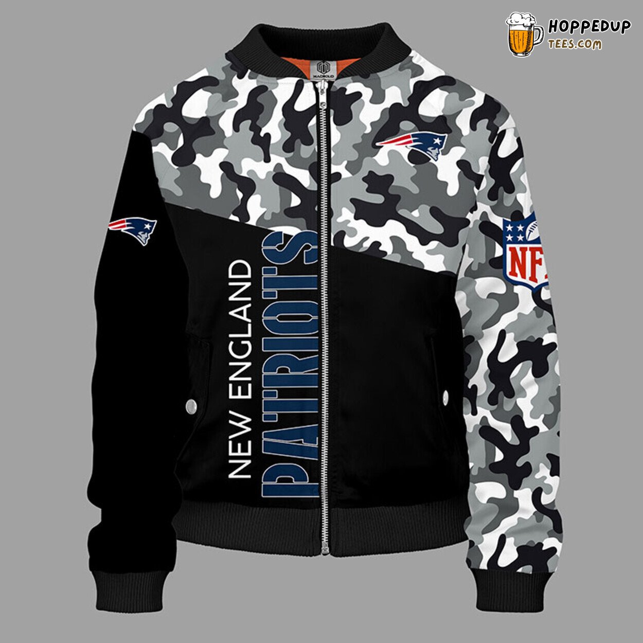 New England Patriots NFL Camouflage Blue Bomber Jacket Unique