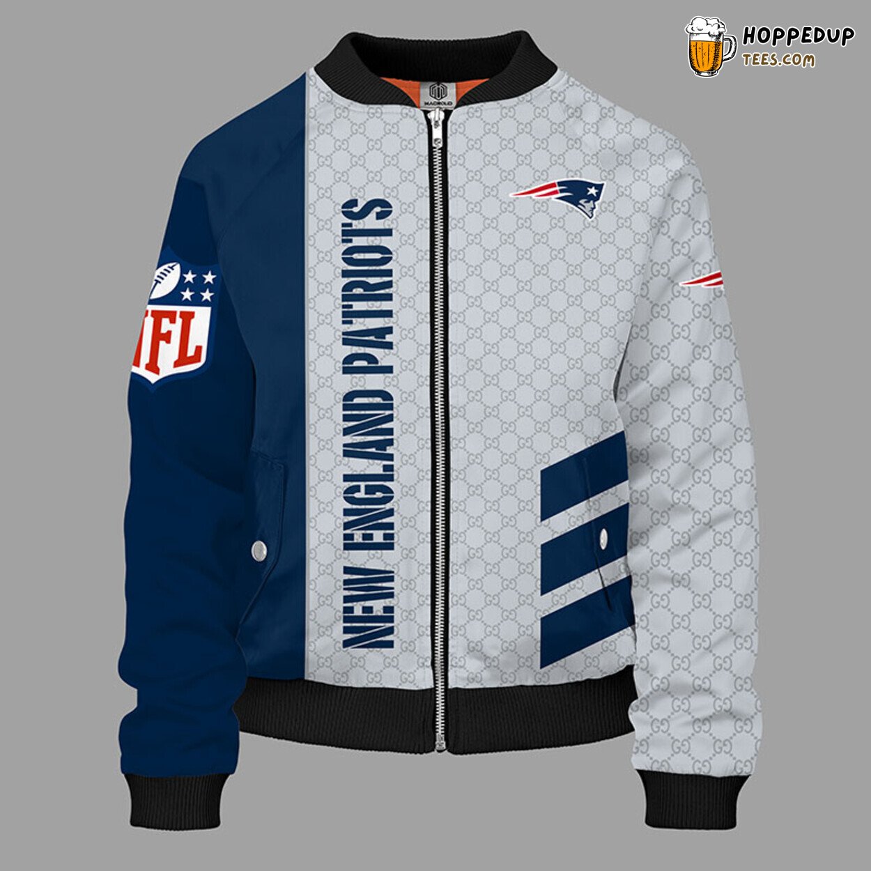 New England Patriots NFL Unisex Bomber Jacket Blue Classic Theme