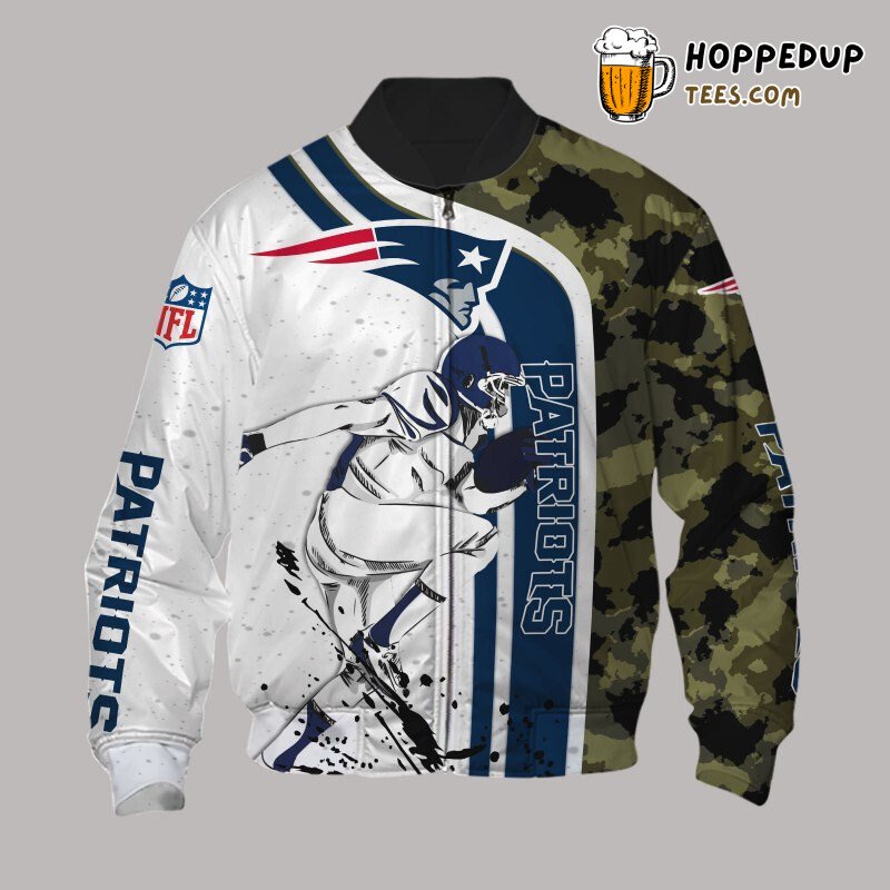 New England Patriots NFL White Camo Special Bomber Jacket