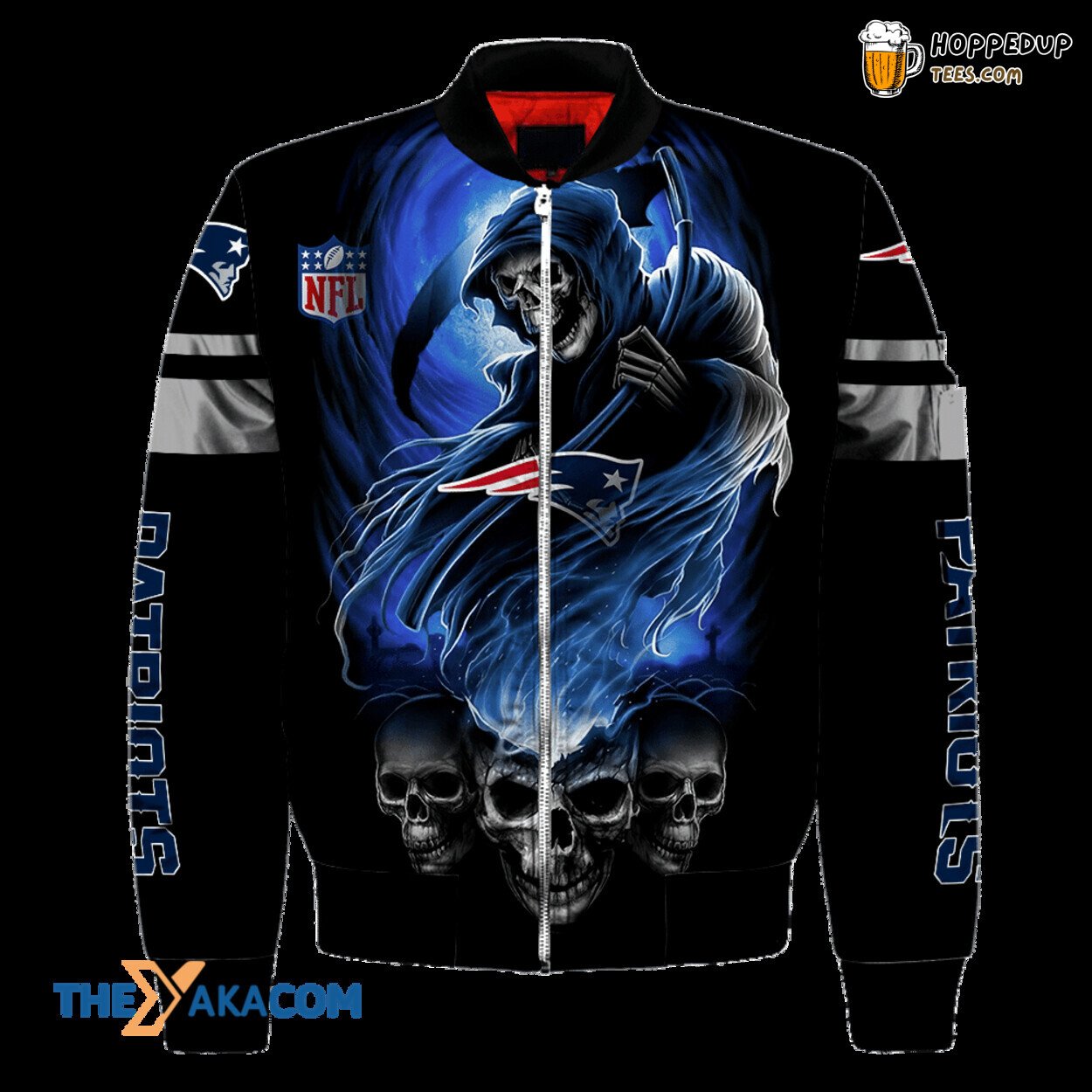 New England Patriots Skull Death Theme Bomber Jacket Christmas Delight