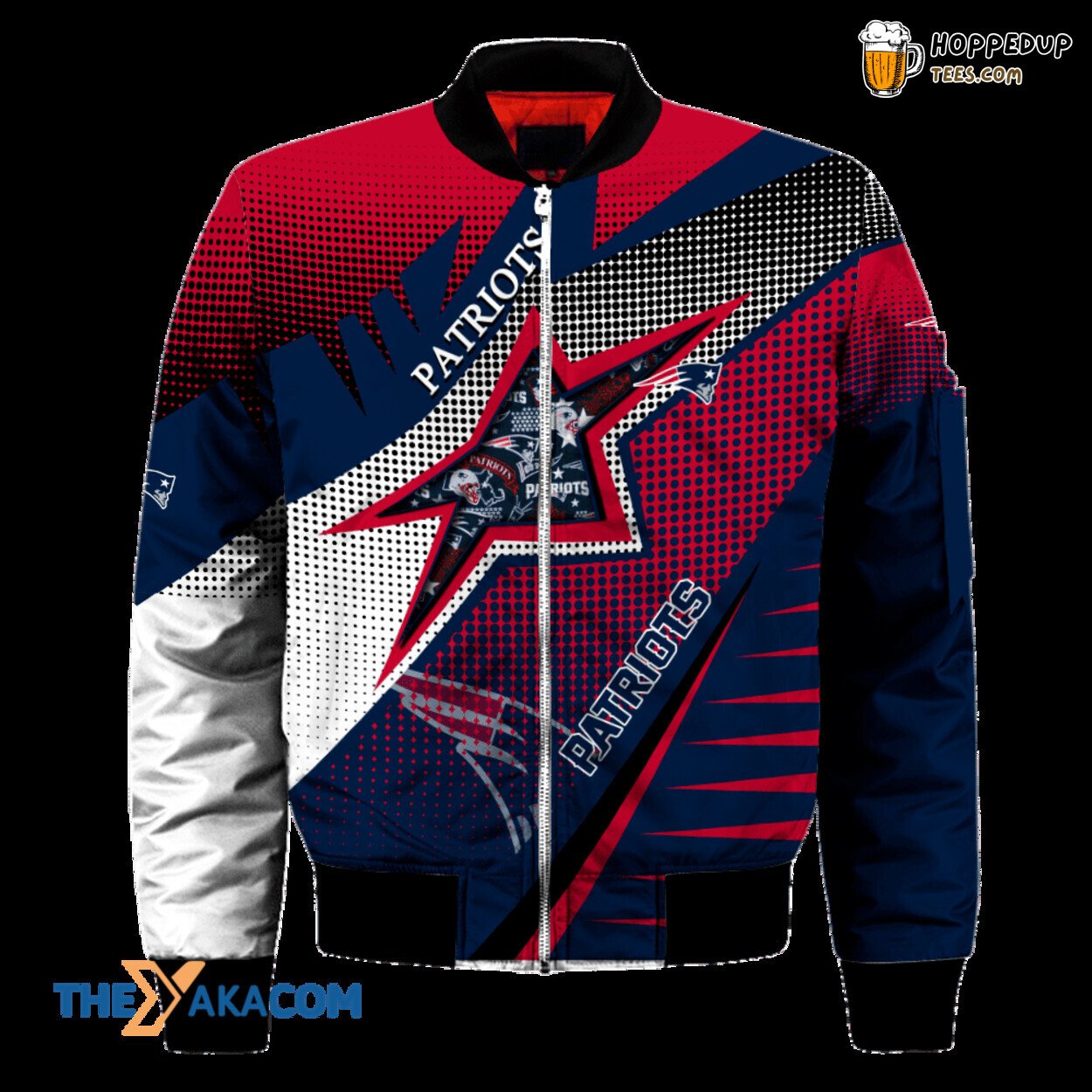 New England Patriots Star Polka Logo Bomber Jacket Christmas Sikhiarts st