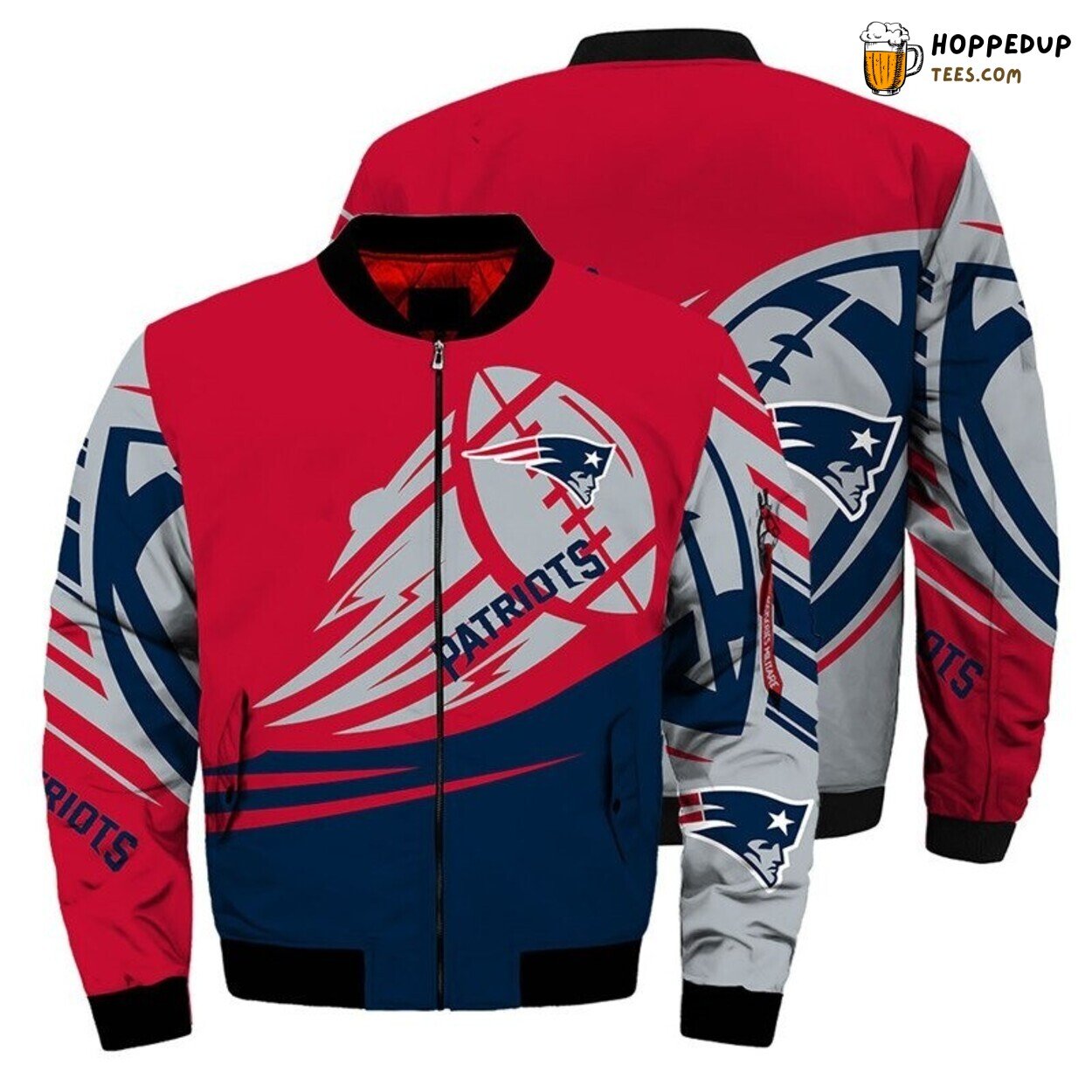 New England Patriots Ultra Graphic Bomber Jacket Premium Sporty Balls Design