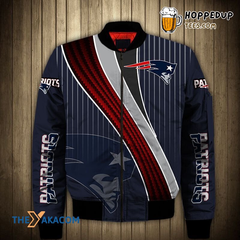 New England Patriots Vertical Stripes Bomber Jacket Christmas Gift