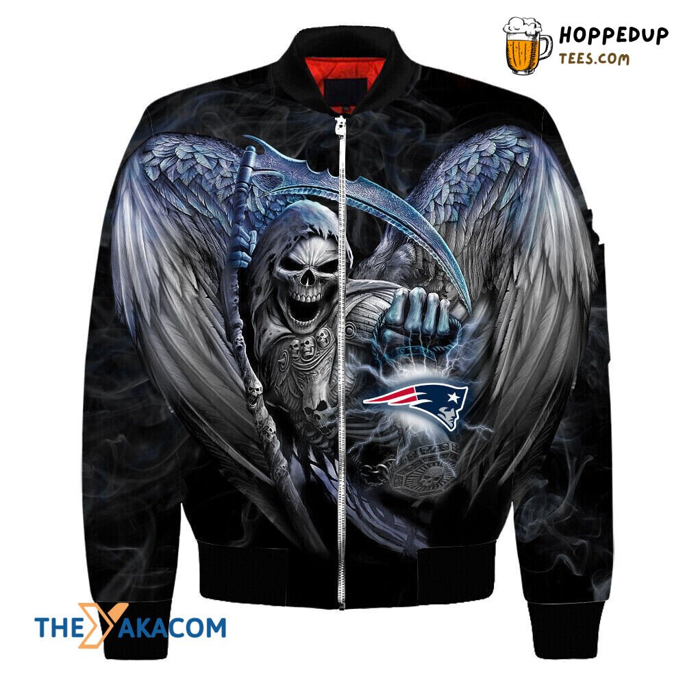 New England Patriots Winged Death God Bomber Jacket Christmas Gift