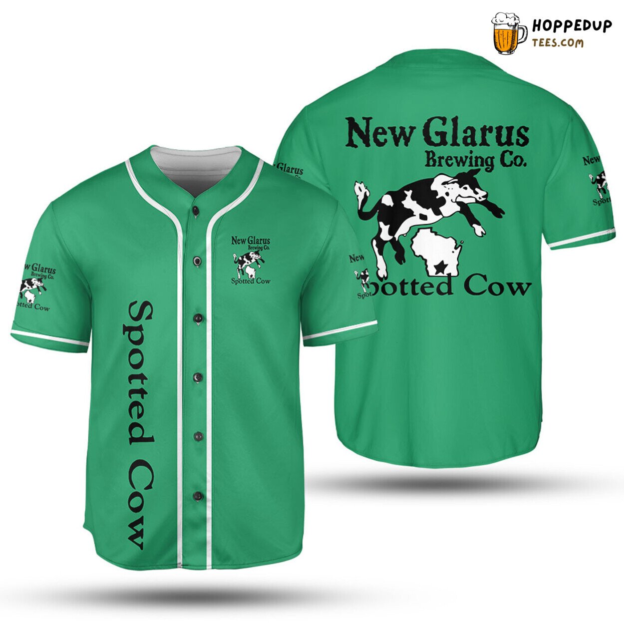 New Glarus Spotted Cow Beer Baseball Jersey Green Unisex Jersey Shirt