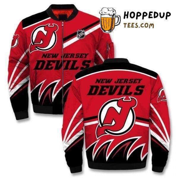 New Jersey Devils NHL Bold Red Classic Bomber Jacket Design