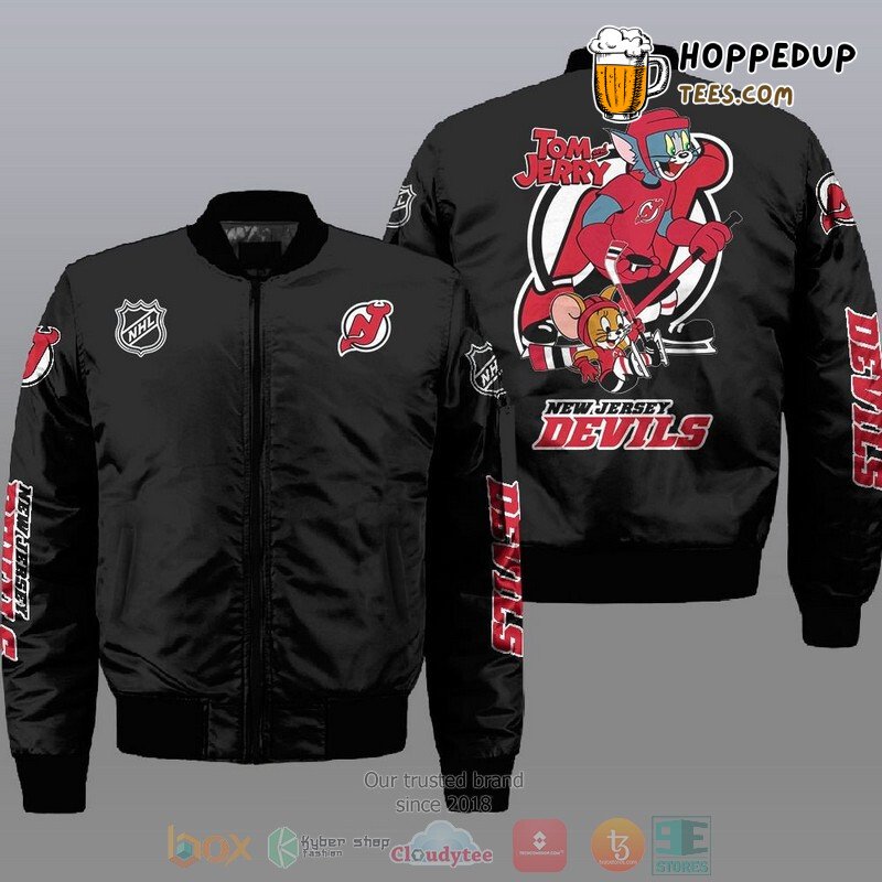 New Jersey Devils NHL Tom And Jerry Graphic Bomber Jacket Look