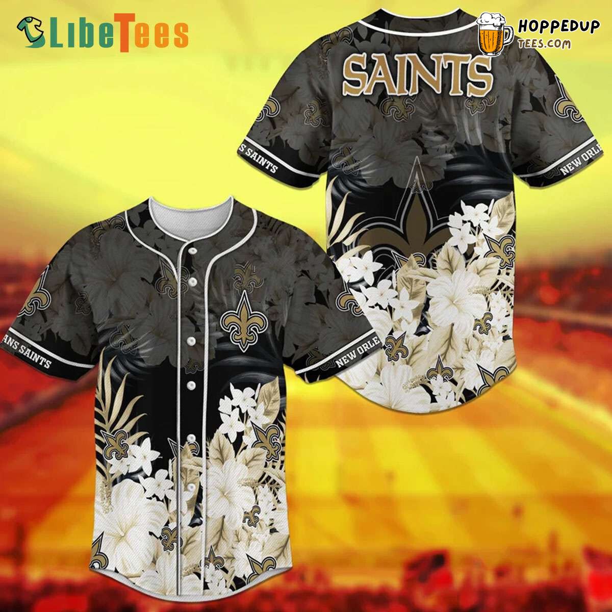 New Orleans Saints Baseball Jersey Hibiscus Flower Perfect Gifts For Your Loved Ones Jersey Shirt