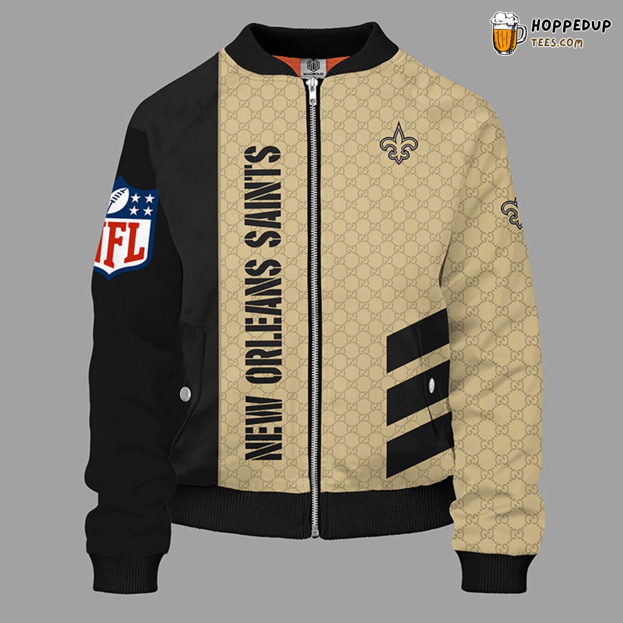 New Orleans Saints NFL Black Unisex Bomber Jacket Distinct Look