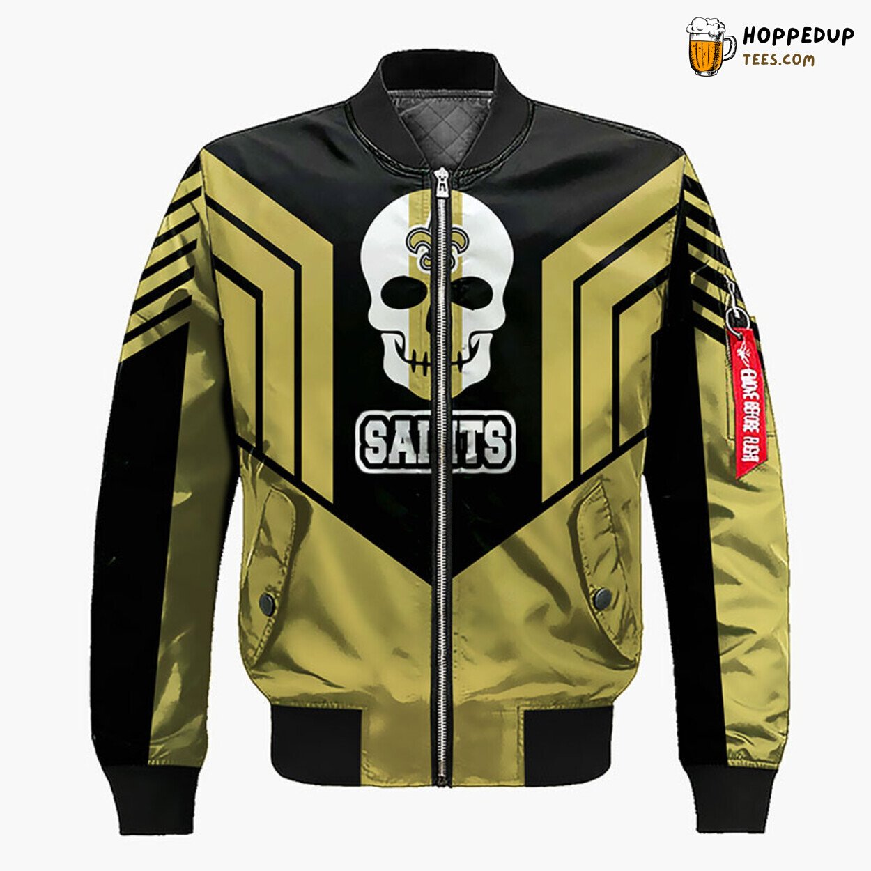 New Orleans Saints NFL Skull Bomber Jacket Olive Unique Look
