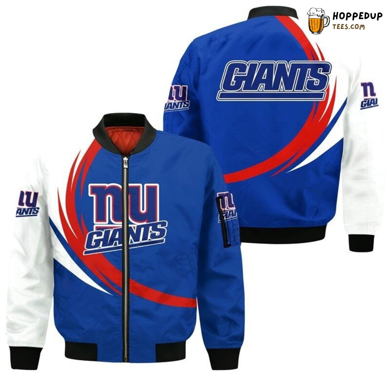 New York Giants Curved Graphic Bomber Jacket Authentic Fan’s Edition