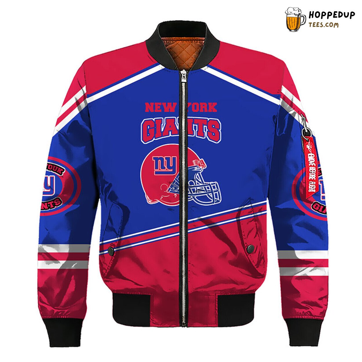 New York Giants NFL Blue Red Unisex Bomber Jacket Distinct Look
