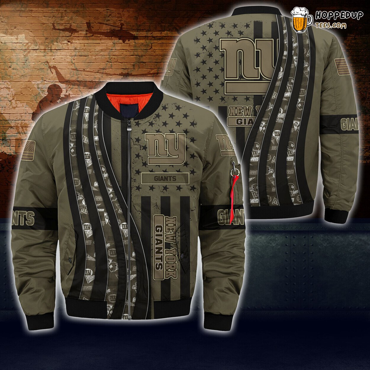 New York Giants NFL Camo Bomber Jacket Seasonal Fan’s Exclusive Wear