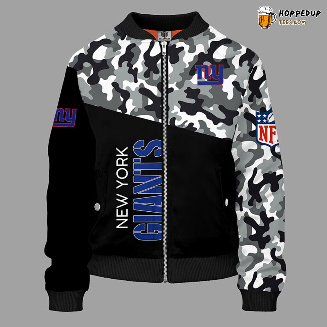 New York Giants NFL Camouflage Bomber Jacket Blue Unique Style
