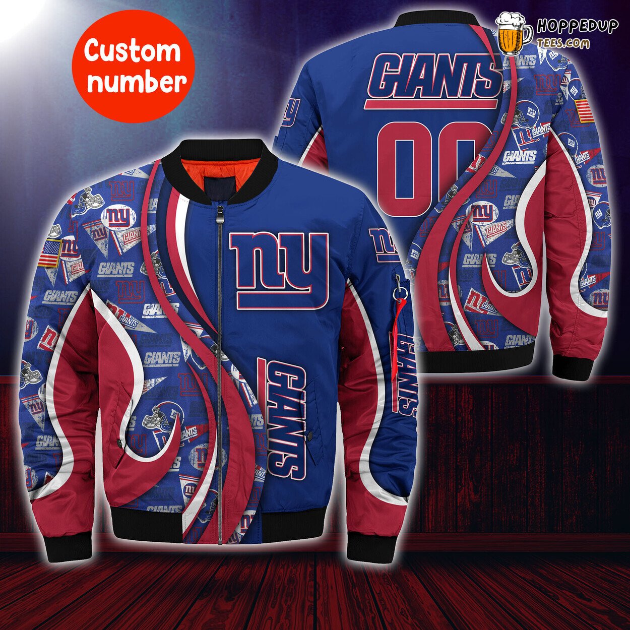 New York Giants NFL Custom Number Trending Elite Bomber Jacket Sportswear