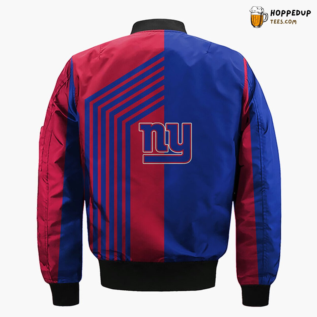 New York Giants NFL Skull Bomber Jacket Blue Red Distinct Look