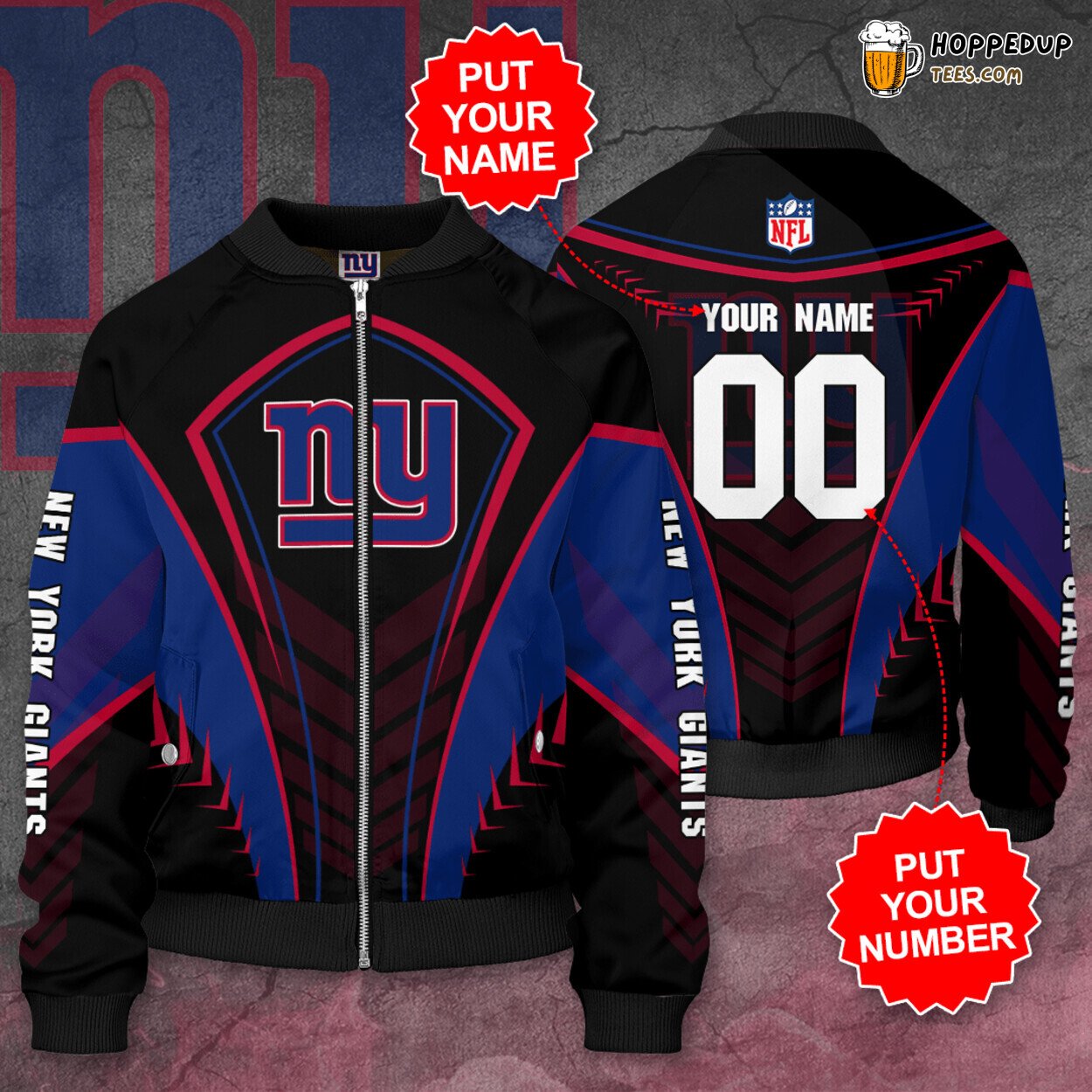 New York Giants NYG Bomber Jacket Personalized Elite Fan Edition